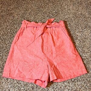Draper James RSVP Womens Pink Linen Blend Paper Bag Waist Shorts‎
